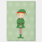 illusima Kerstboy Elf Snowflakes Green Magneet (Voorkant)