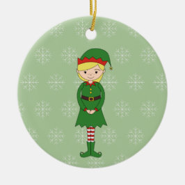 illusima Kerstmeisje Elf Snowflakes Green Keramisch Ornament