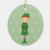 illusima Kerstmeisje Elf Snowflakes Green Keramisch Ornament (Links)