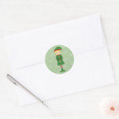 illusima Kerstmeisje Elf Snowflakes Green Ronde Sticker (Envelop)