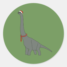 illusima Kerstmis Grijs Lange Hals Dinosaur  Ronde Sticker