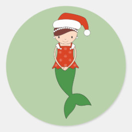 illusima Kerstmis Mermaid Green Ronde Sticker