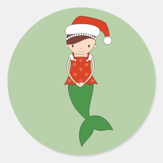 illusima Kerstmis Mermaid Green Ronde Sticker (Voorkant)