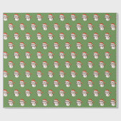 illusima Kerstmis Olijfgroene Uil Cadeaupapier (Vlak)