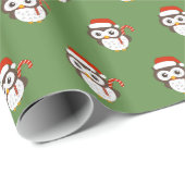illusima Kerstmis Olijfgroene Uil Cadeaupapier (Rol Hoek)