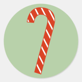 illusima-kerstrood en witte snoepriet ronde sticker