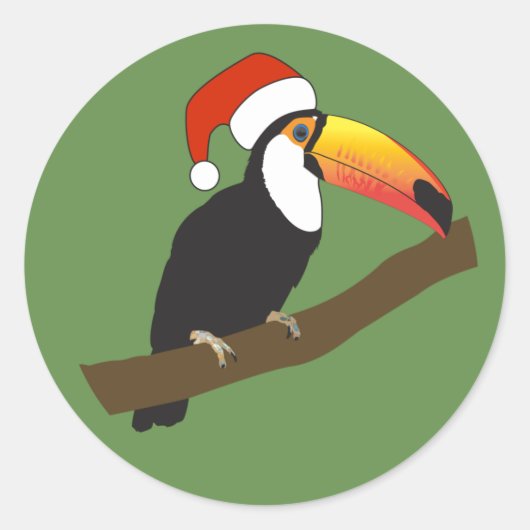 illusima kersttoucan ronde sticker (Voorkant)