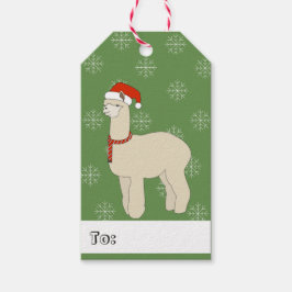 illusima Lama Kerstsneeuwvlokken Groen Cadeaulabel