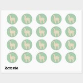 illusima Llama Groen Ronde Sticker (Vel)