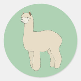 illusima Llama Groen Ronde Sticker