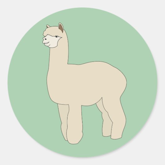 illusima Llama Groen Ronde Sticker (Voorkant)