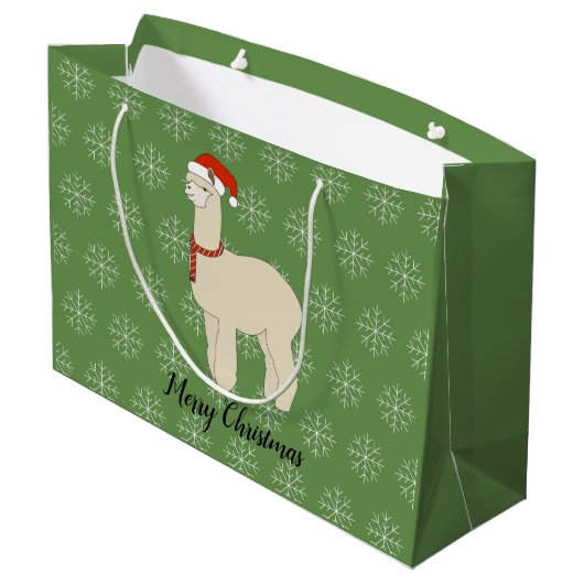 illusima Llama Kerstmis Snowflake Green Groot Cadeauzakje (Achterkant Gekanteld)