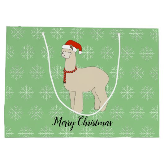 illusima Llama Kerstmis Snowflake Light Green Groot Cadeauzakje (Achterkant)