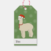 illusima Llama Kerstmis Snowflakes Green Cadeaulabel (Voorkant)