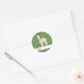 illusima Llama Kerstmis Snowflakes Green Ronde Sticker (Envelop)