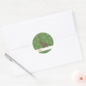 illusima Long-Necked Dinosaur kerstsnowflakes Ronde Sticker (Envelop)