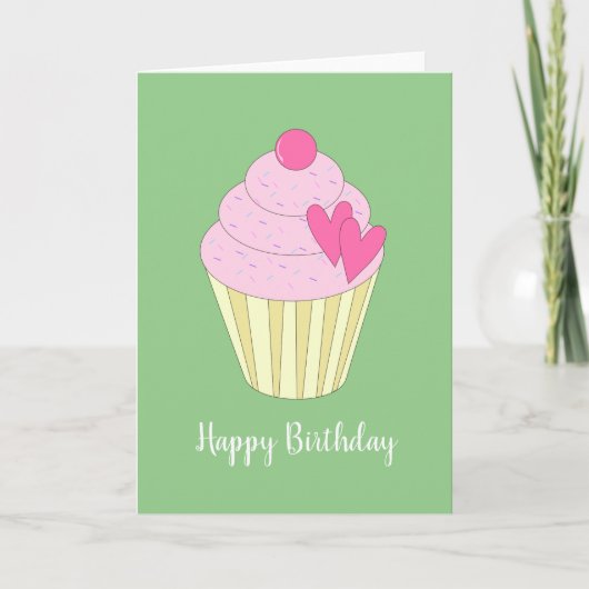illusima Love Heart Cupcake Green Kaart (Voorkant)