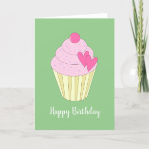 illusima Love Heart Cupcake Green Kaart