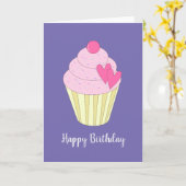 illusima Love Heart Cupcake Paarse Kaart (Gele Bloem)