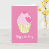illusima Love Heart Cupcake Roze Kaart (Gele Bloem)