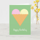 illusima Love Heart Ice-Cream Green Birthday Kaart (Gele Bloem)