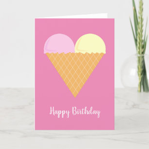 illusima Love Heart Ice-Cream Pink Birthday Kaart