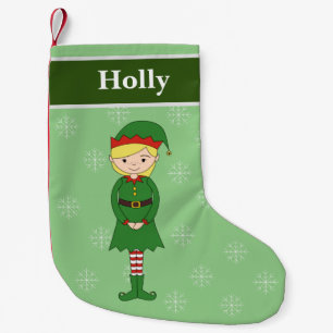 illusima Meisje Elf Kerst Sneeuwvlokken Groen Kleine Kerstsok