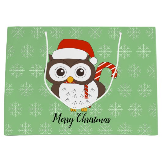 illusima Owl Kerstmis Snowflake Light Green Groot Cadeauzakje (Voorkant)