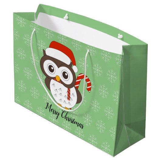 illusima Owl Kerstmis Snowflake Light Green Groot Cadeauzakje (Achterkant Gekanteld)