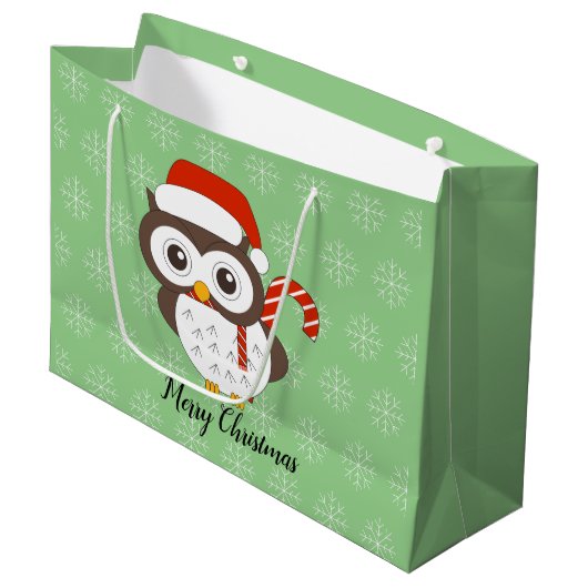 illusima Owl Kerstmis Snowflake Light Green Groot Cadeauzakje (Voorkant Gekanteld)