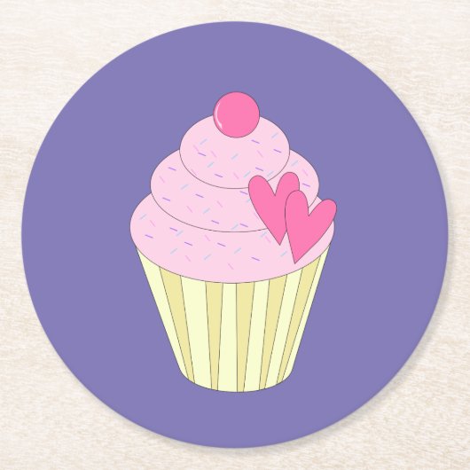 illusima Paars Ronde Kartonnen Onderzetter (Voorkant)