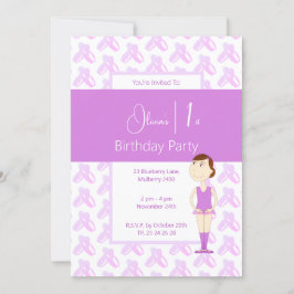 illusima Paarse Ballerina Schoenen 1e Verjaardag Kaart