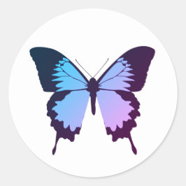 illusima Paarse Blauwe Gradiënt Vlinder Wit Ronde Sticker