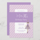 illusima Paarse Bloemenfee 10e Verjaardag Kaart (Voorkant / Achterkant)