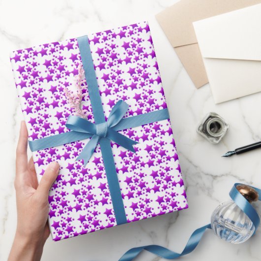 illusima Paarse Sterren Feest Cadeaupapier (Geschenken)
