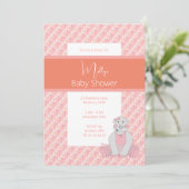 illusima Pink Peach Tones Floral Baby shower Kaart (Staand voorkant)