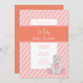 illusima Pink Peach Tones Floral Baby shower Kaart (Voorkant / Achterkant)