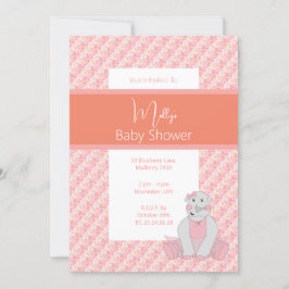 illusima Pink Peach Tones Floral Baby shower Kaart
