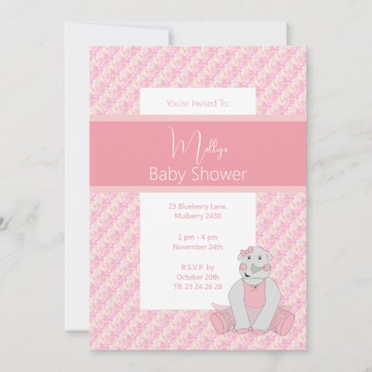 illusima Pink Tones Floral Baby shower Kaart (Voorkant)