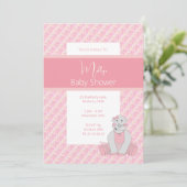 illusima Pink Tones Floral Baby shower Kaart (Staand voorkant)
