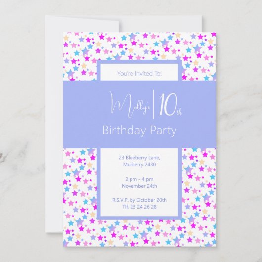 illusima regenboog sterren blauw meisjes 10e verja kaart (Voorkant)