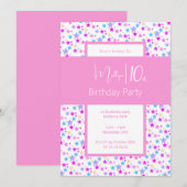 illusima regenboog sterren roze meisjes 10e verjaa kaart (Voorkant / Achterkant)