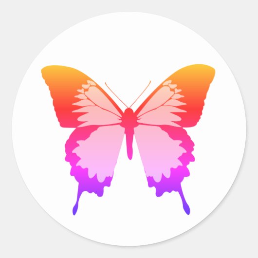 illusima regenboog vlinder wit ronde sticker (Voorkant)