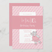 illusima roze ballerina hippo 10e verjaardag kaart (Voorkant / Achterkant)