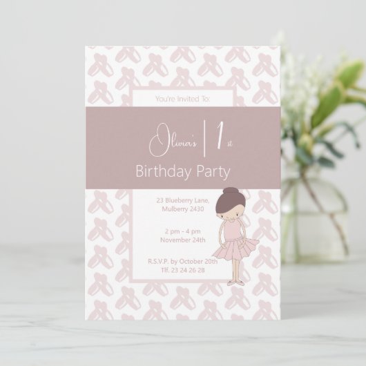 illusima Roze Ballerina Schoenen Patroon 1e Verjaa Kaart (Staand voorkant)