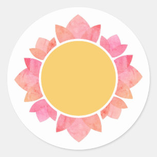 illusima Roze Gradiënt Zonnebloem Geel Wit Ronde Sticker