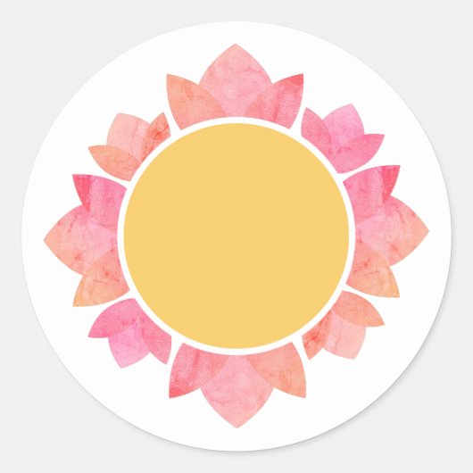 illusima Roze Gradiënt Zonnebloem Geel Wit Ronde Sticker (Voorkant)