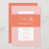 illusima Roze Perzik Tonen Bloemen 16e Verjaardag Kaart (Voorkant / Achterkant)