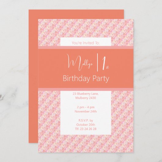 illusima Roze Perzik Tonen Bloemen 1e Verjaardag Kaart (Voorkant / Achterkant)