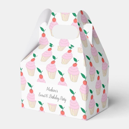 illusima Strawberry Frosting Cupcakes Sweet 16 Bedankdoosjes (Voorkant Zijde)
